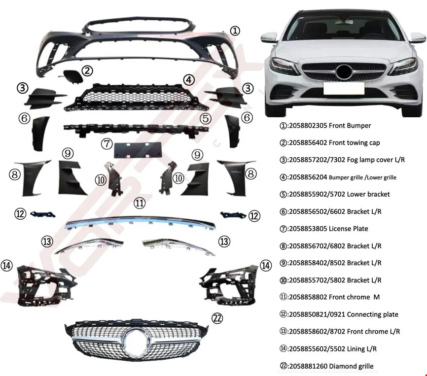 MERCEDES – ÖN TAMPON AMG SET (DIAMOND PANJURLU) W205 2019-