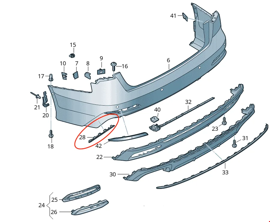 AUDİ – ARKA TAMPON ÇITASI SOL S-LİNE A6 2020-