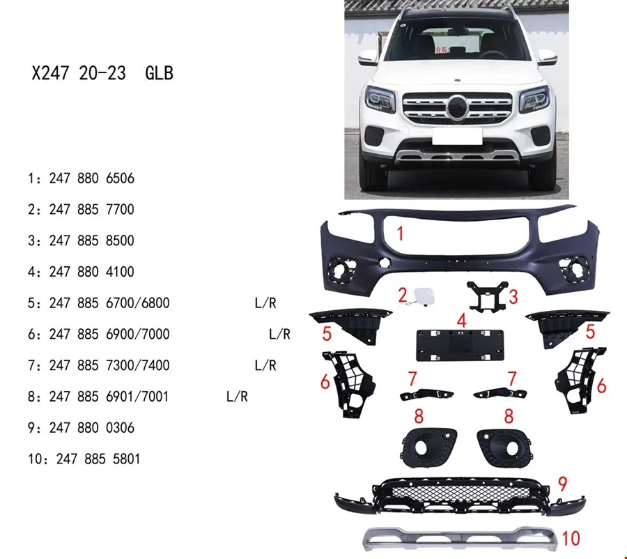 MERCEDES – ÖN TAMPON SET ( PANJURSUZ ) GLB X247 2020-