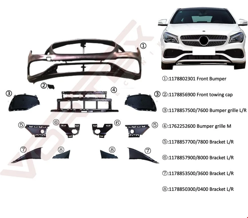MERCEDES – ÖN TAMPON SET AMG (BRAKET-IZGARA) CLA W117 2016-